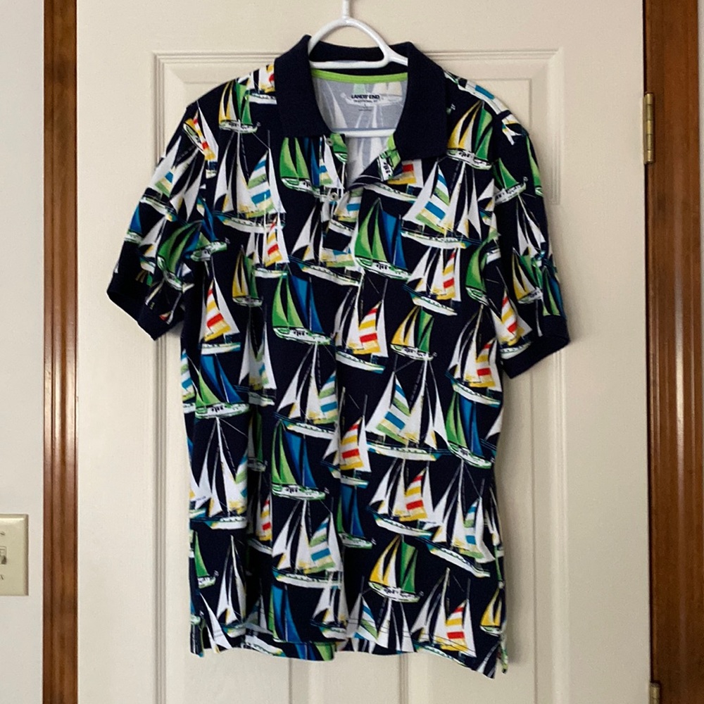 Land’s End Men’s L Polo with Sailboats